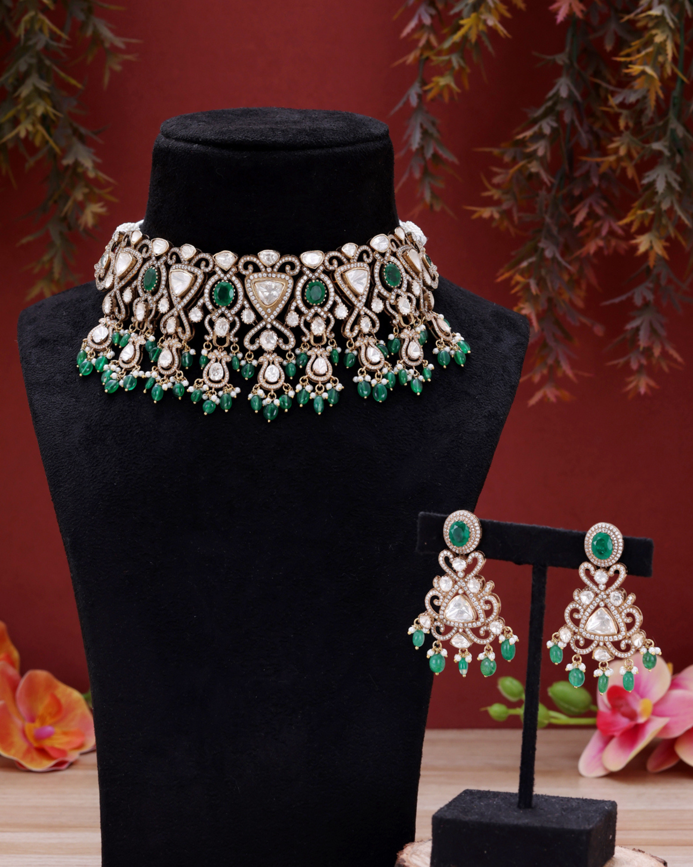 Emerald Royalty Polki Choker Set