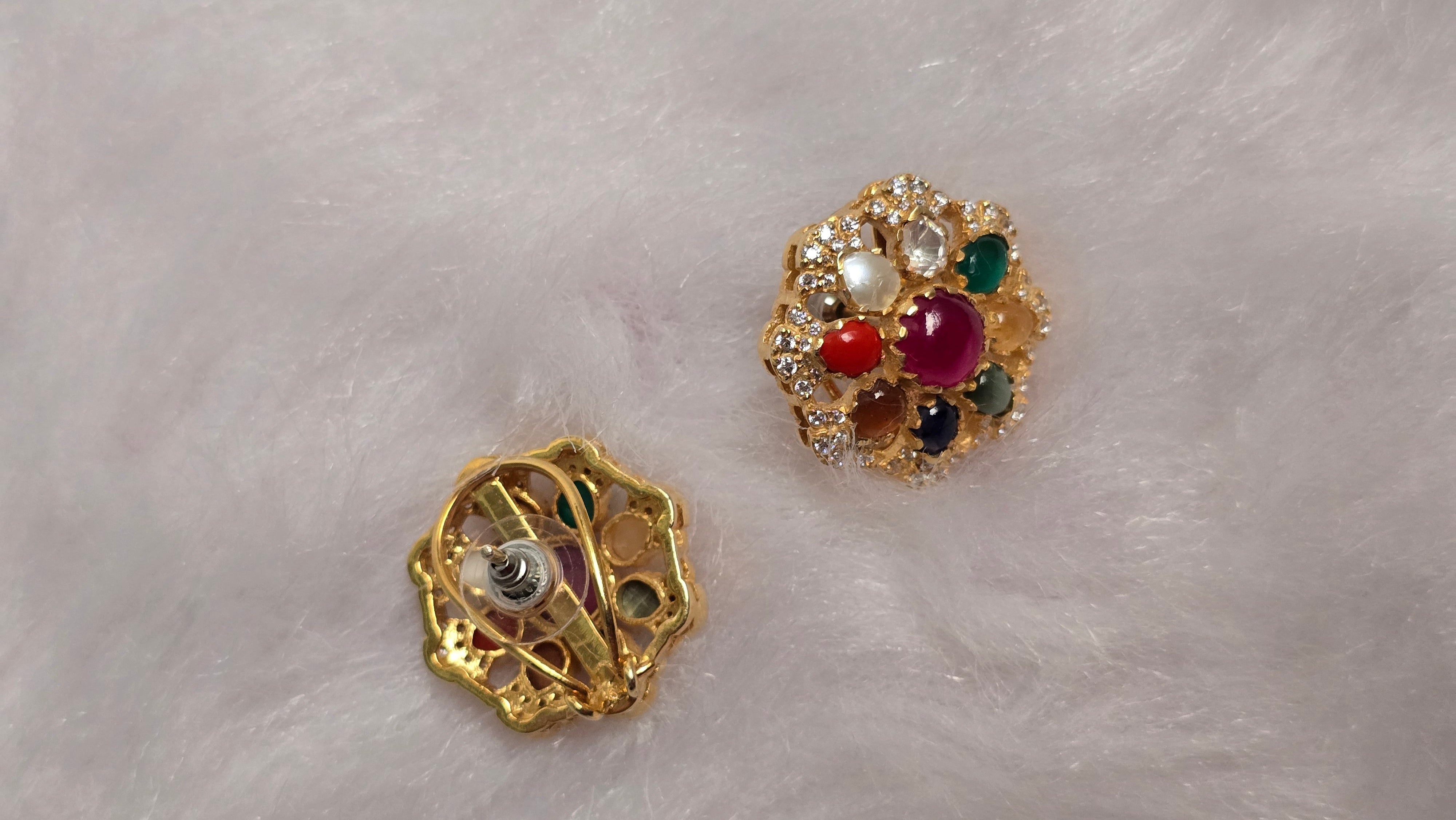 Navratna Grace Long Necklace Set – Timeless Heritage in 9 Divine Gems