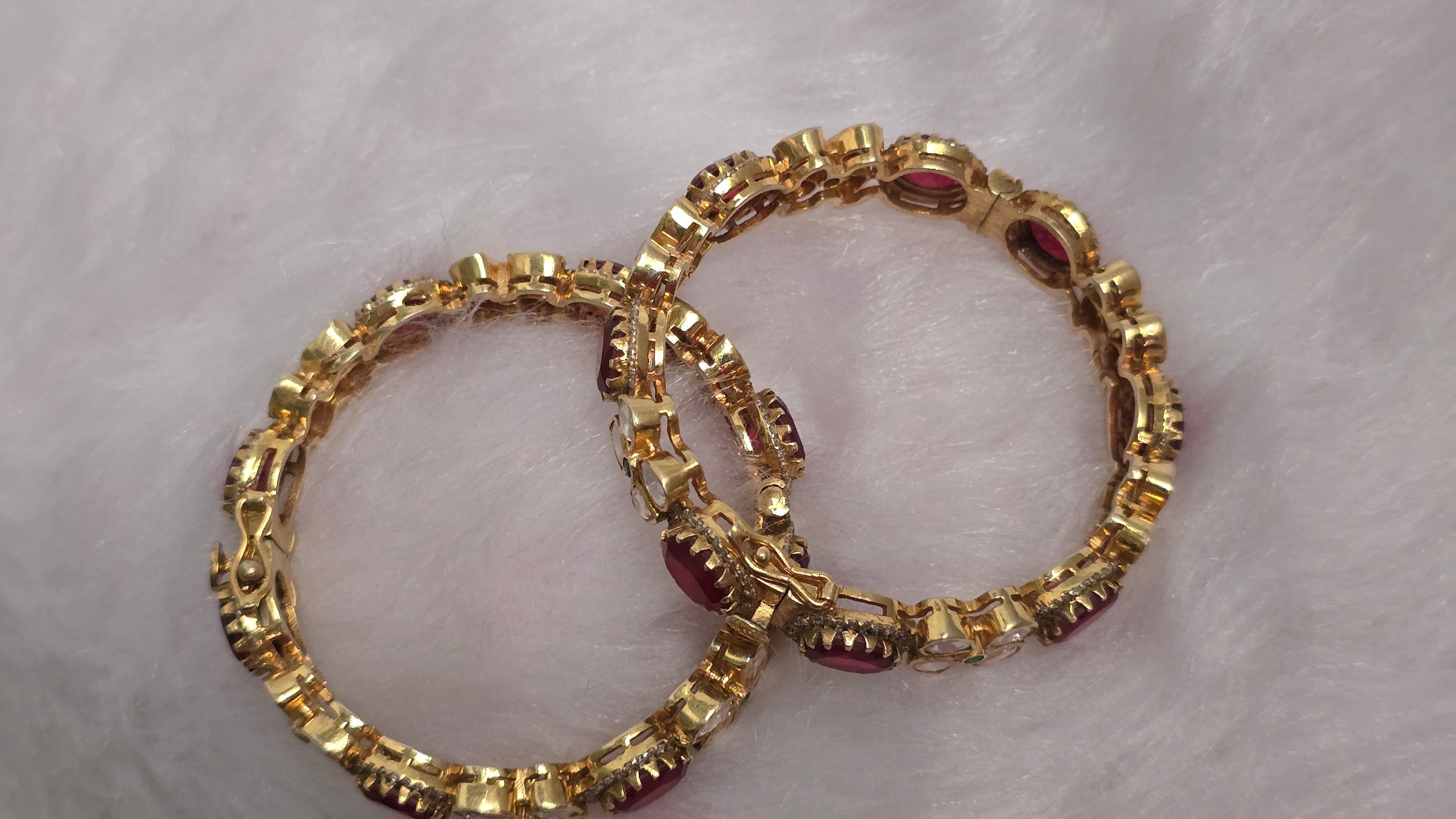 Royal Ruby Floral Bangles