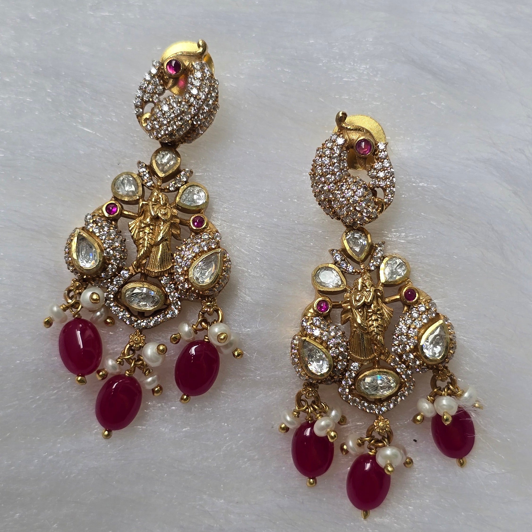 Radha Krishna Raas Ruby Necklace Set