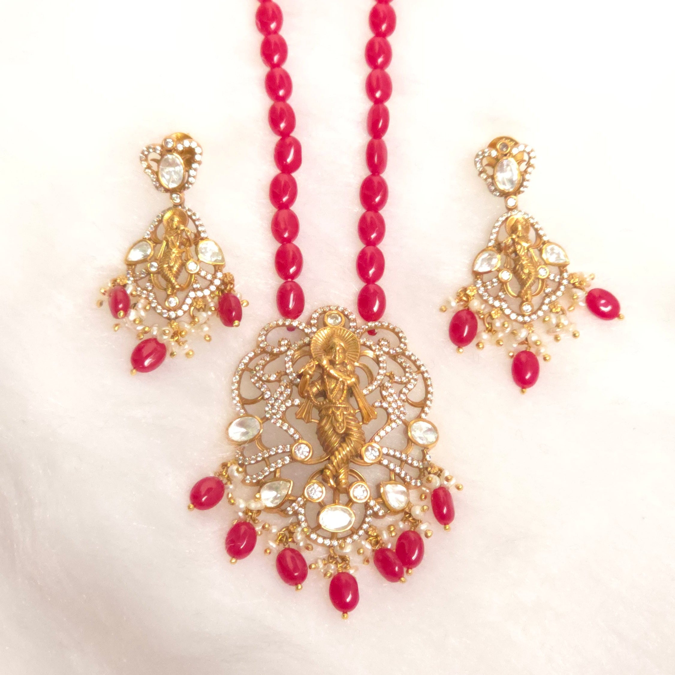 Murlidhar Ruby Pendant Set
