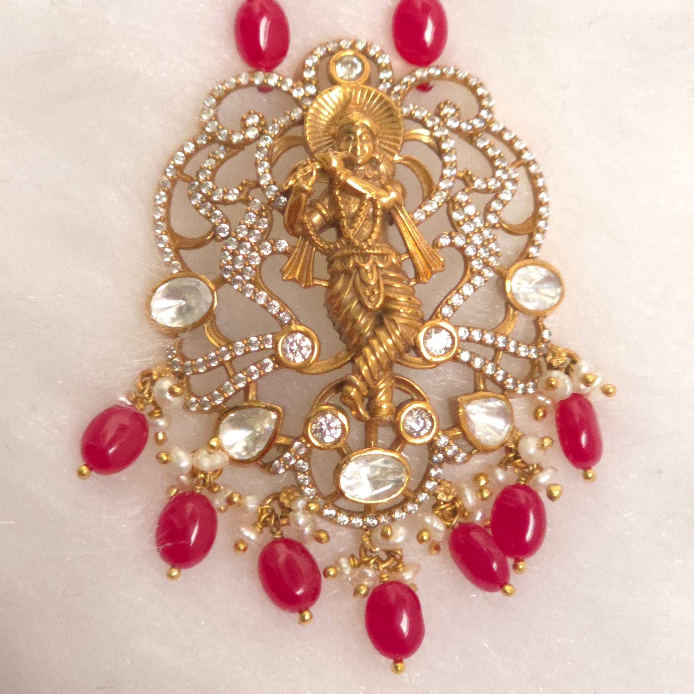 Murlidhar Ruby Pendant Set