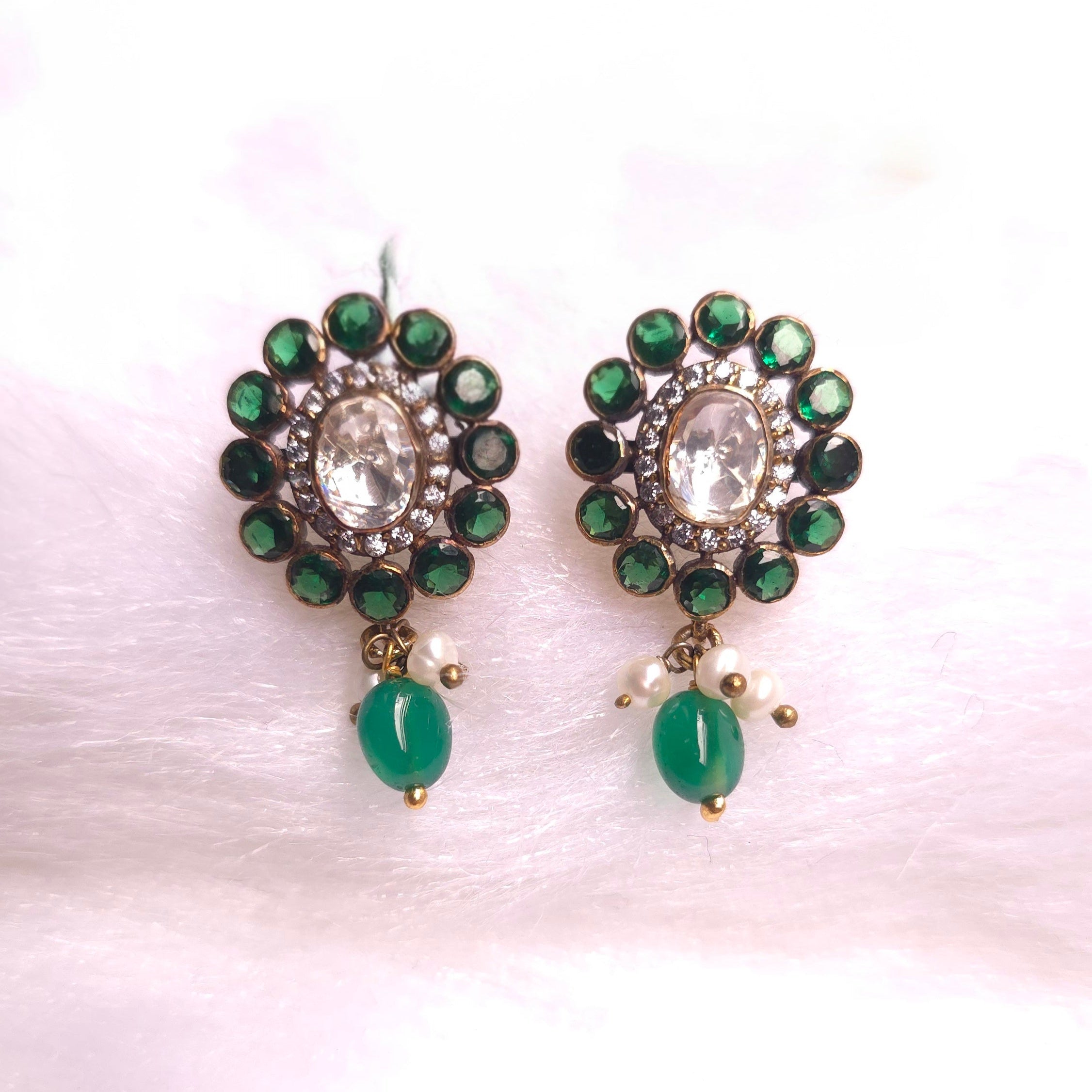 Emerald Charm Studs