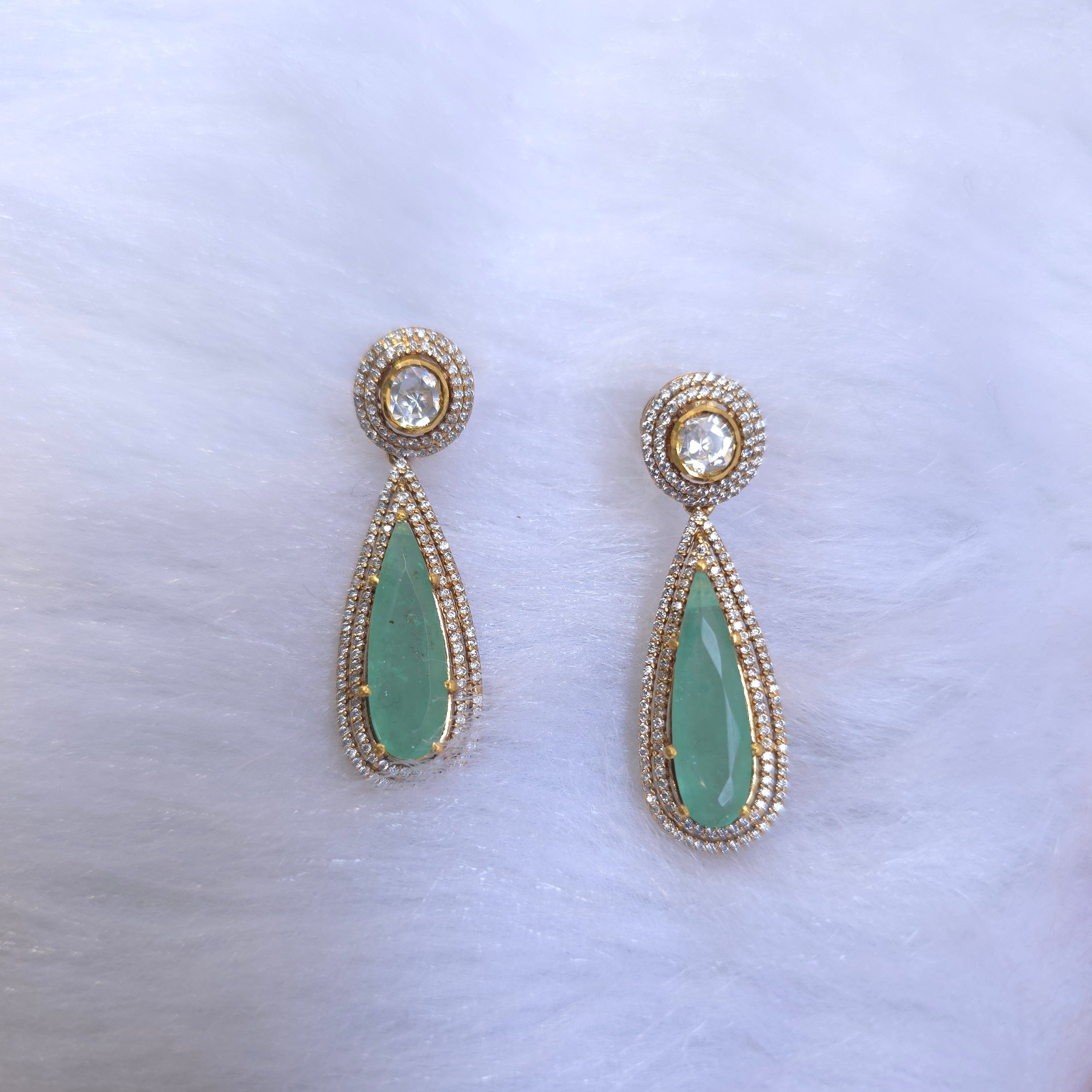 ruby emerald red green moissanite stones 925 silver jewellery set
