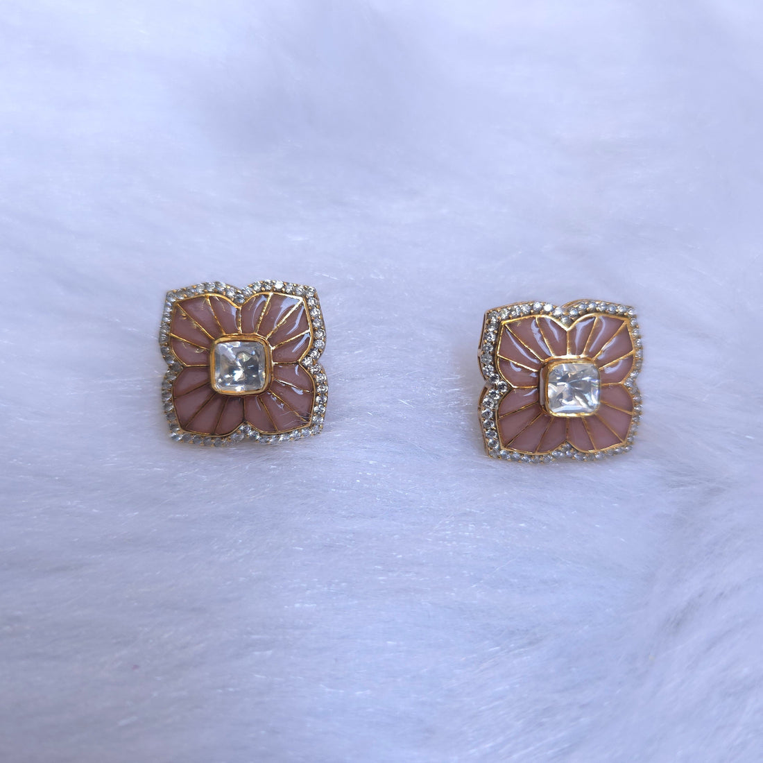 pink cz moissanite pink meenakari 925 silver pendant set