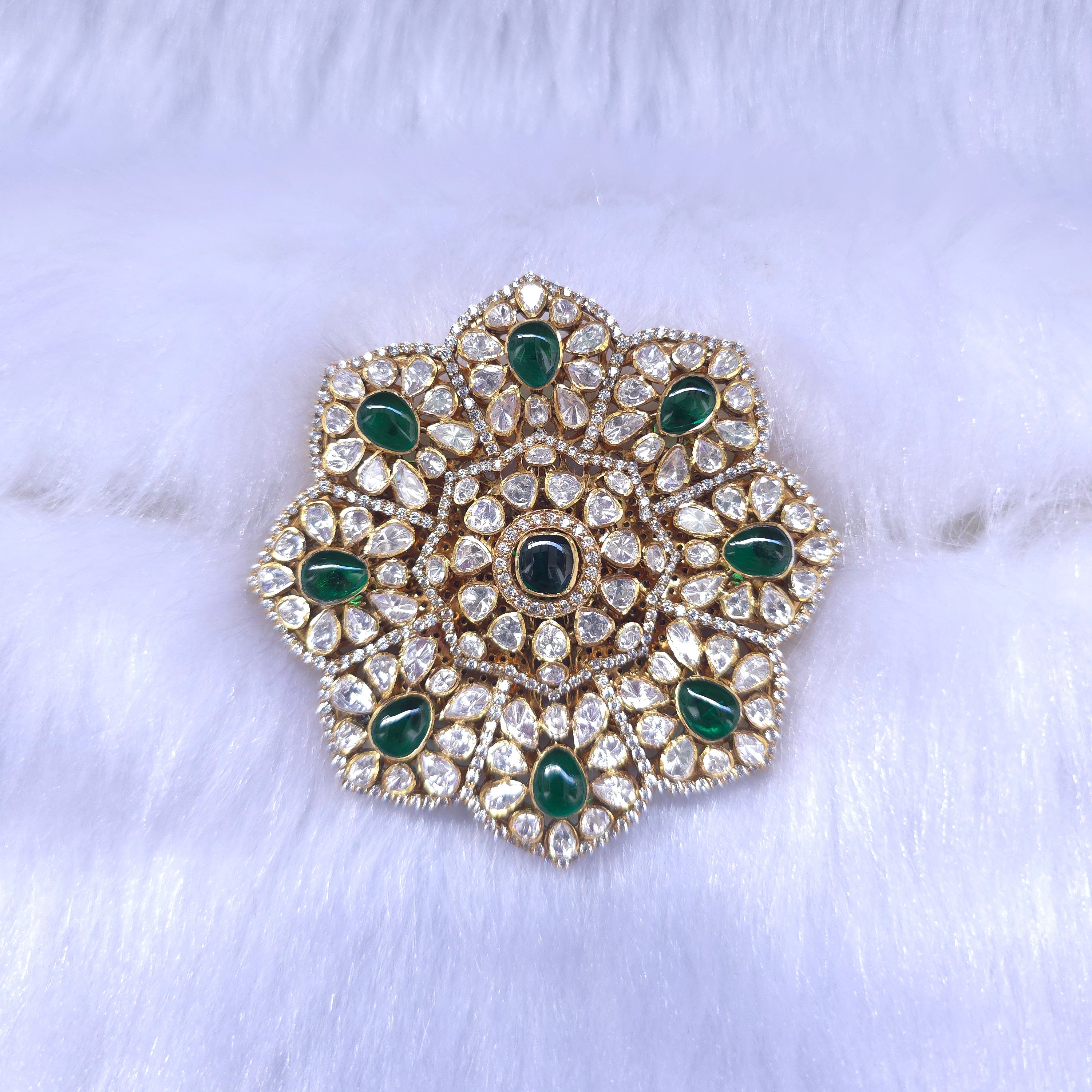 emerald green emerald moissanite cz 925 silver reversible pendant