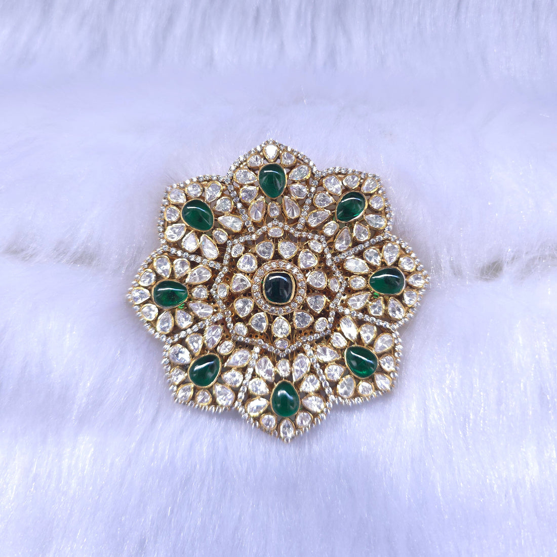 emerald green emerald moissanite cz 925 silver reversible pendant