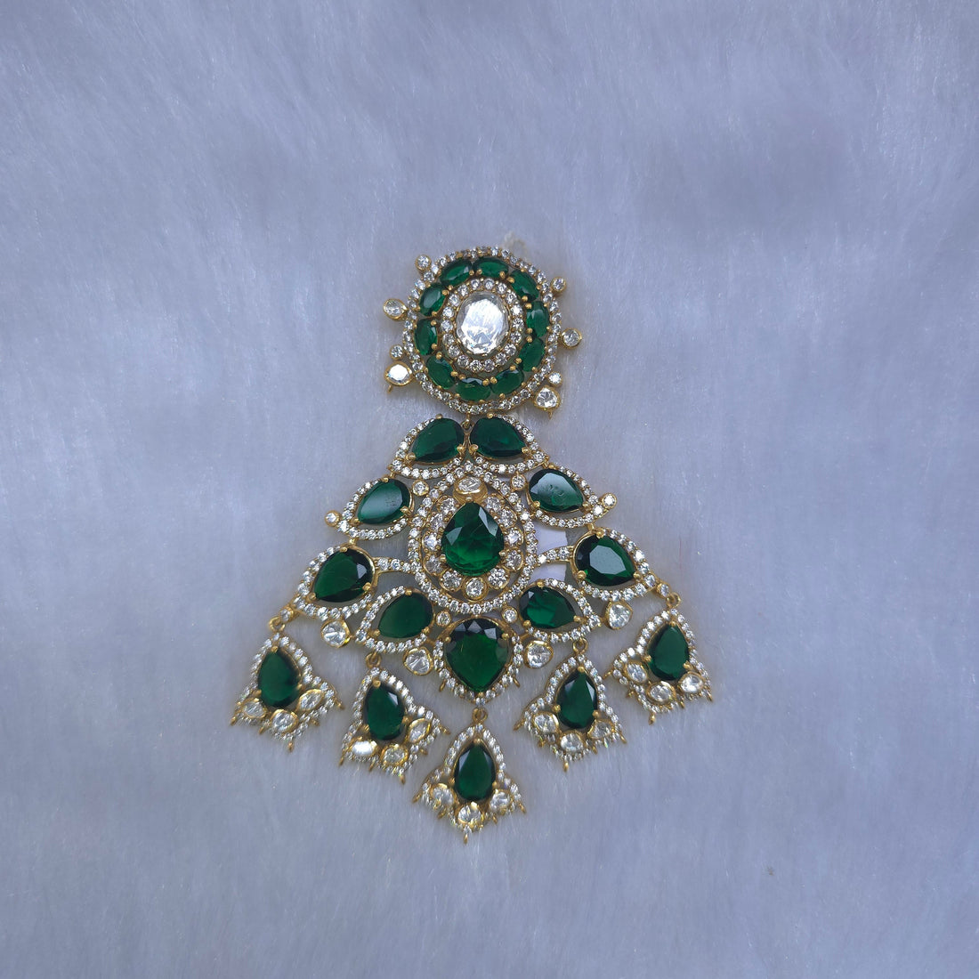 Green Glow green emerald moissanite CZ 925 silver pendant set