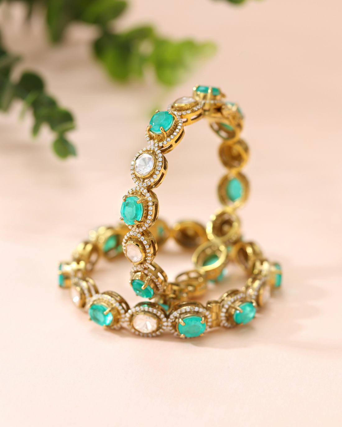 Grace of Green – Light Emerald Bangles in 92.5 Silver