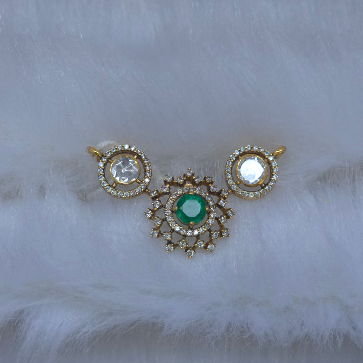 Emerald Halo Pendant 925 Silver Emerald CZ