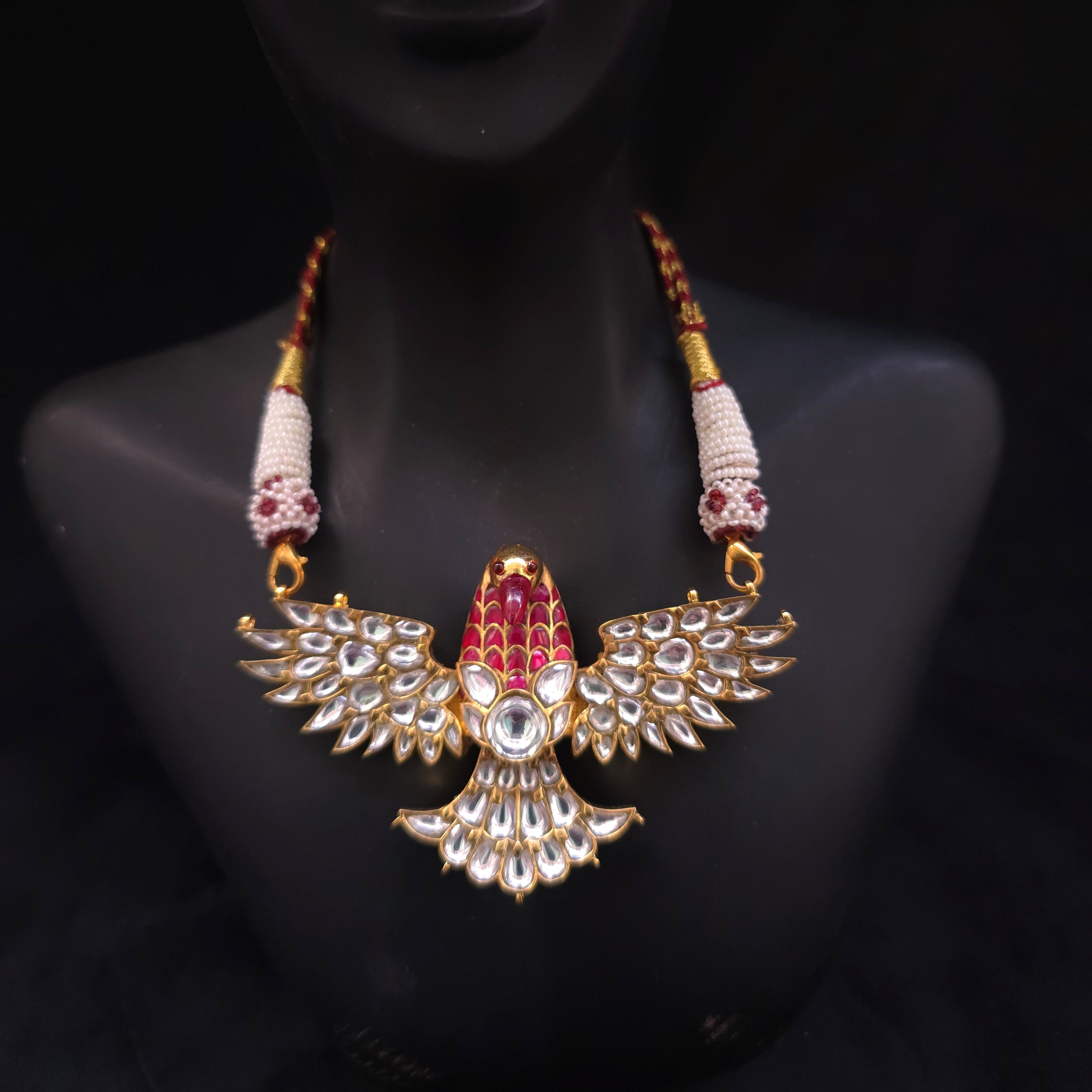 Falcon pendant red ruby moissanite 925 silver kundan pendant 💎🔥