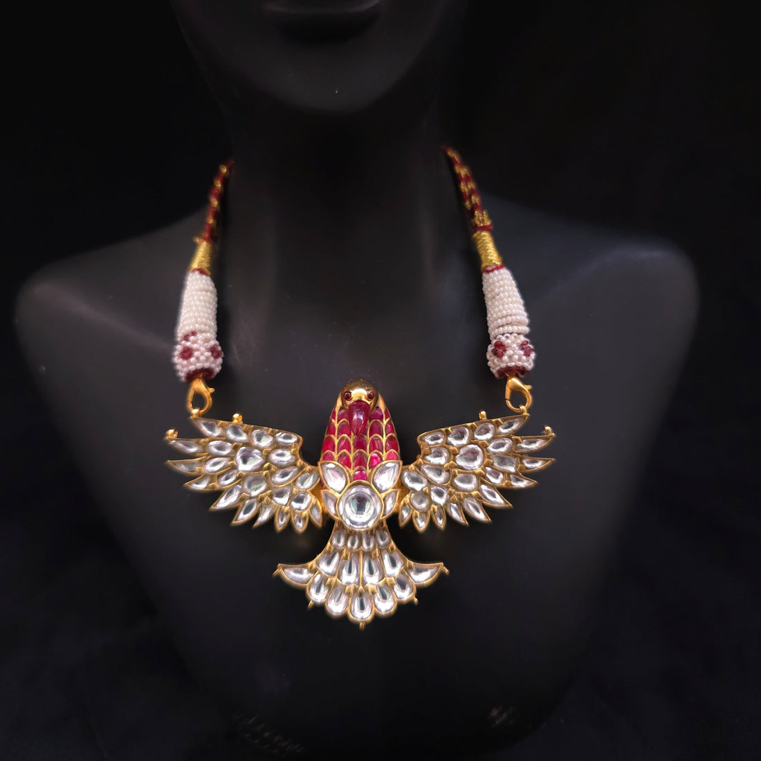 Falcon pendant red ruby moissanite 925 silver kundan pendant 💎🔥