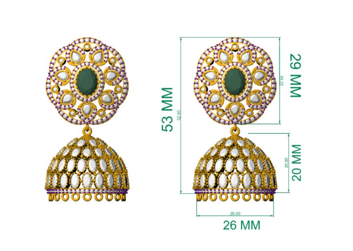 🌿 Noor Emerald Jhumkas 🌿