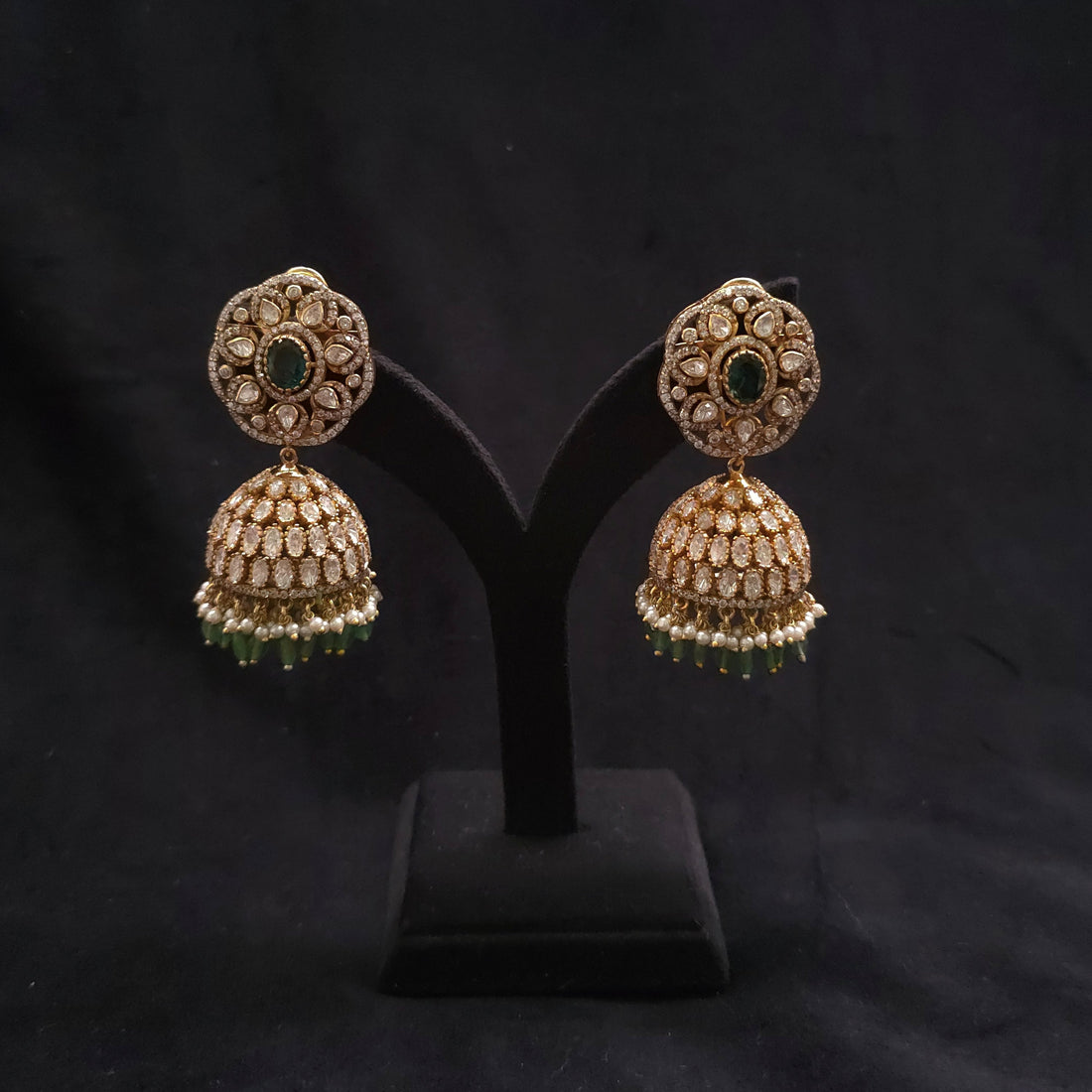 🌿 Noor Emerald Jhumkas 🌿