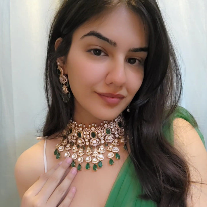 Emerald Royalty Polki Choker Set