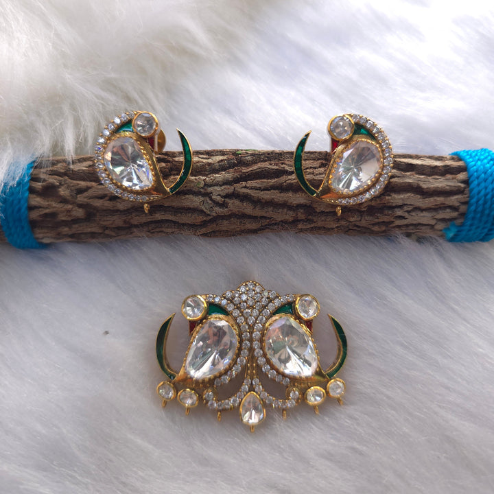 Mayur Meena Glow peacock design silver pendant set 🦚💎