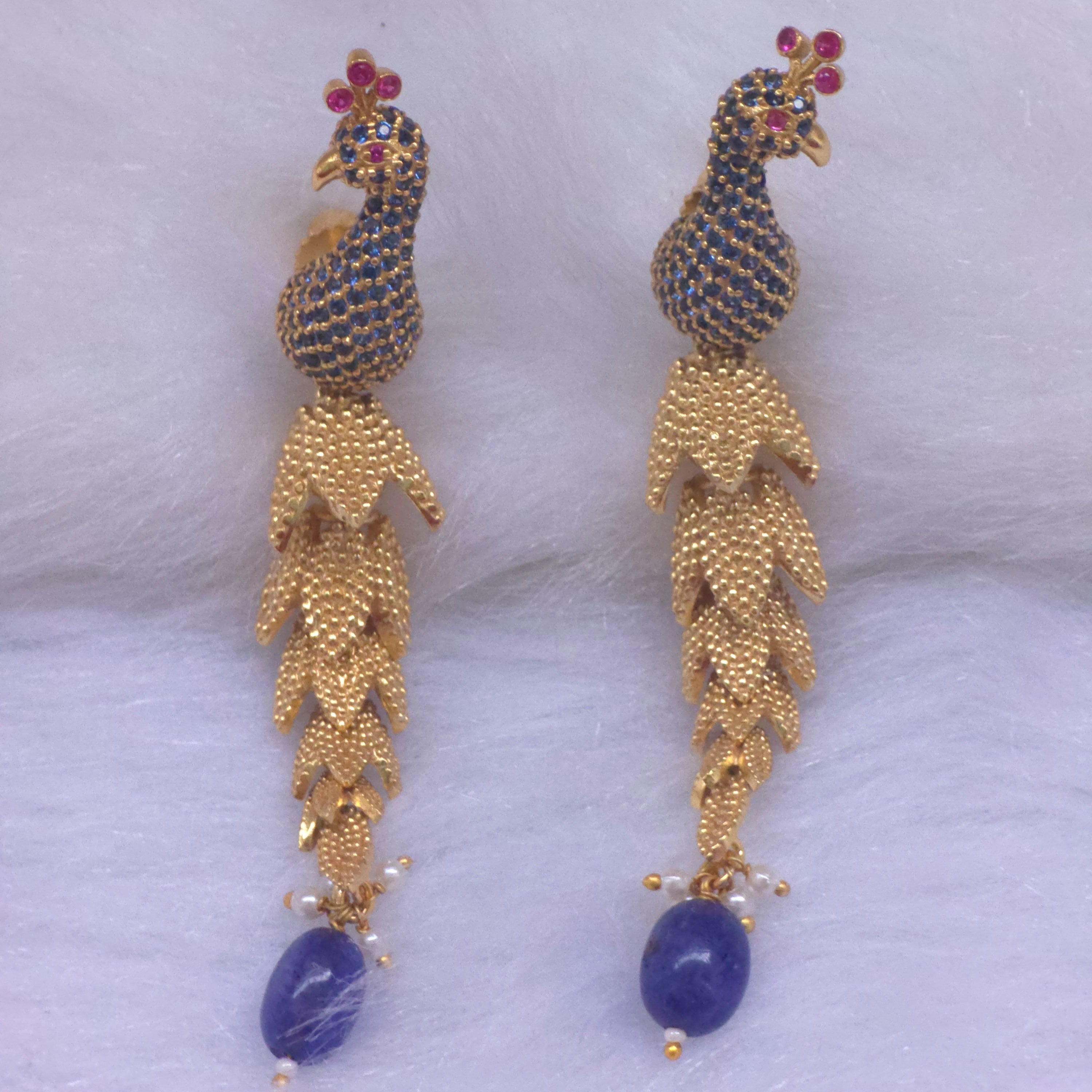 Neel Mayuri blue stone peacock necklace set