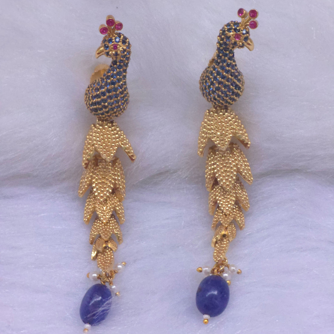 Neel Mayuri blue stone peacock necklace set
