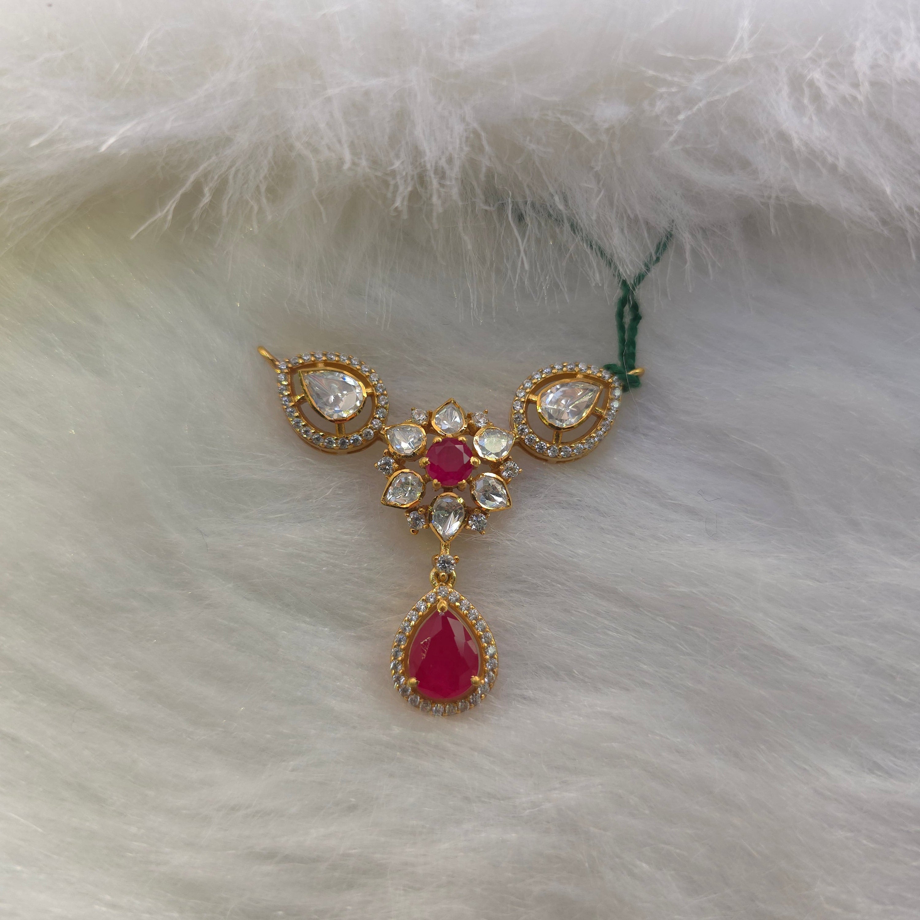 Rani Gulab Ruby Silver Pendant