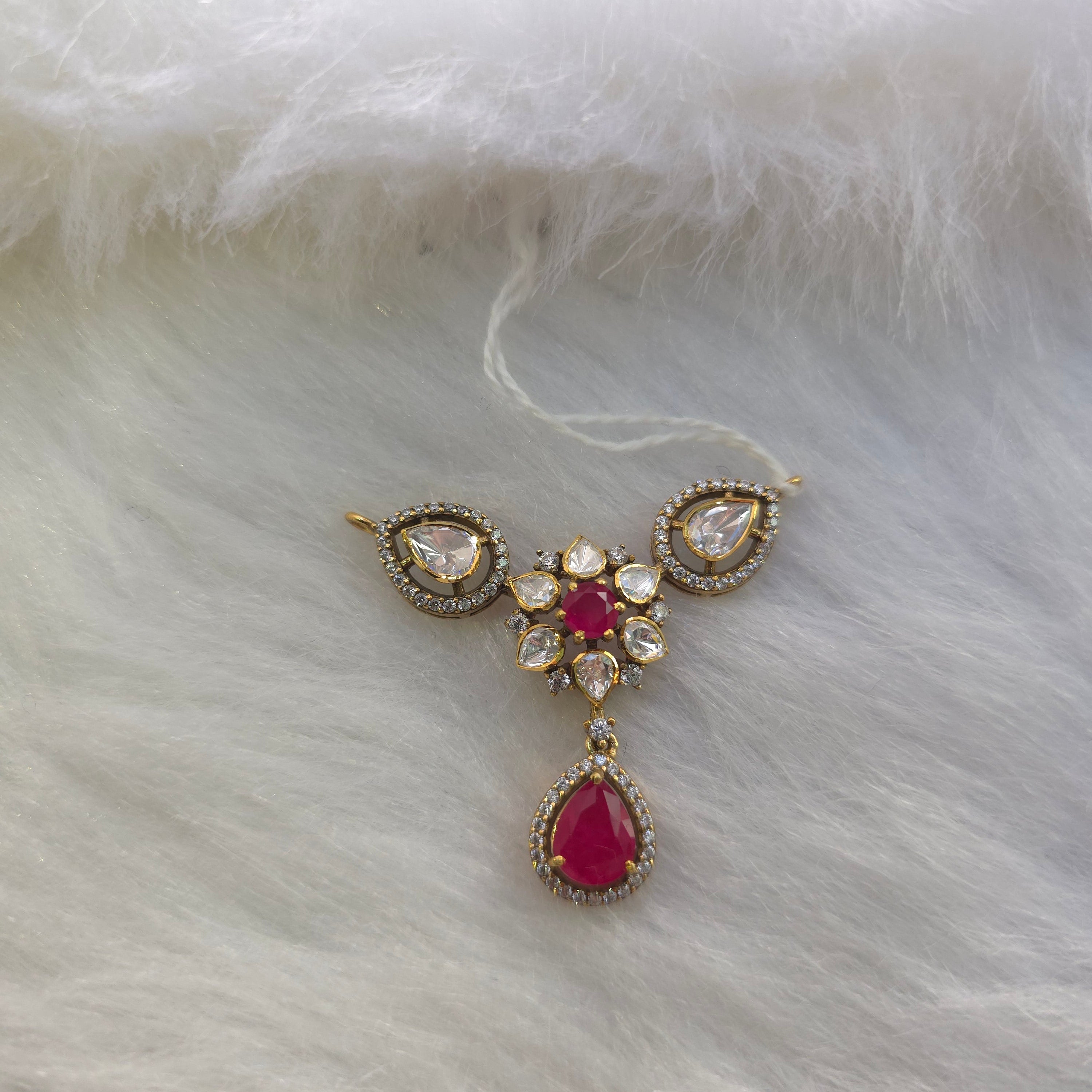 Rani Gulab Ruby Silver Pendant