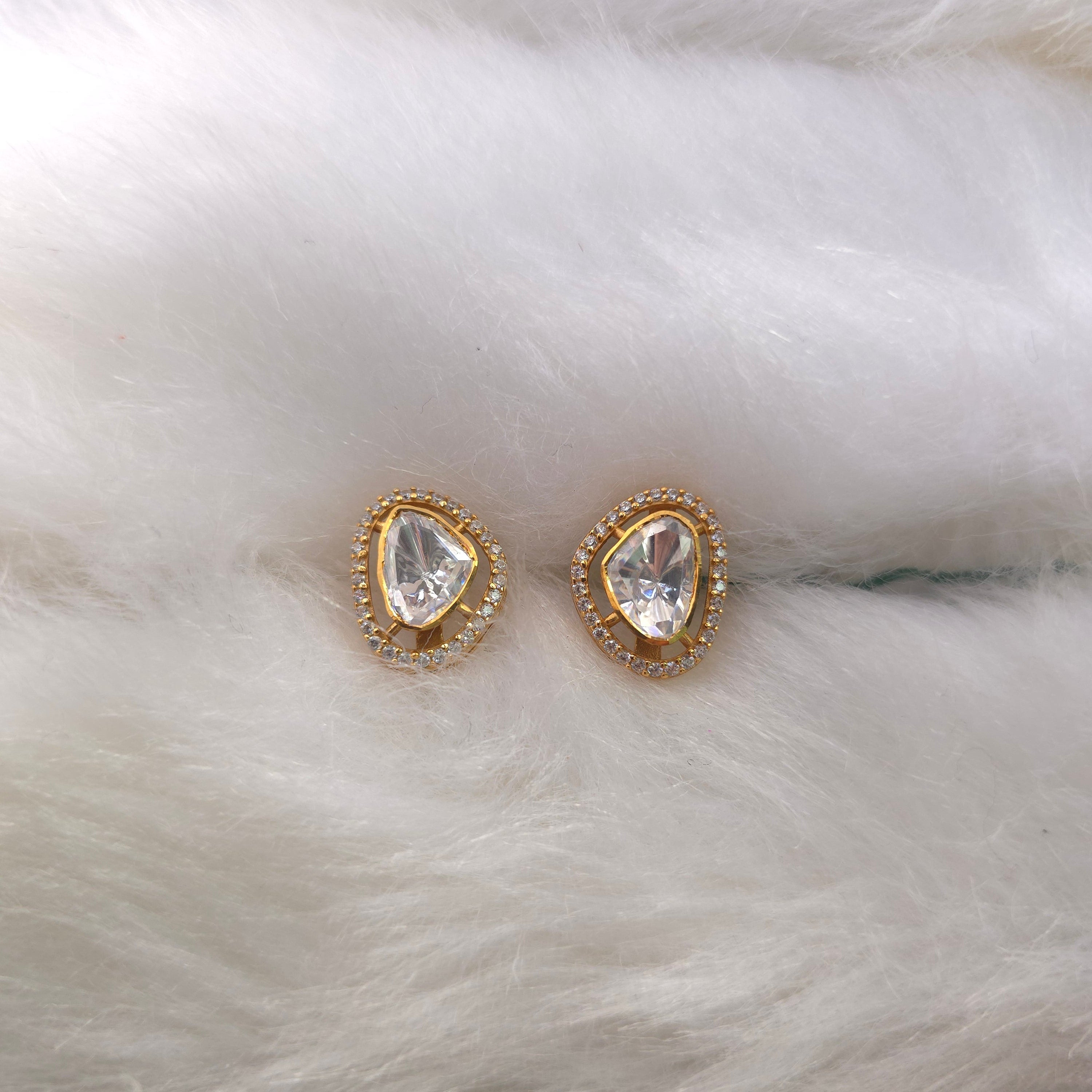 Trikon Tara Moissanite CZ silver studs