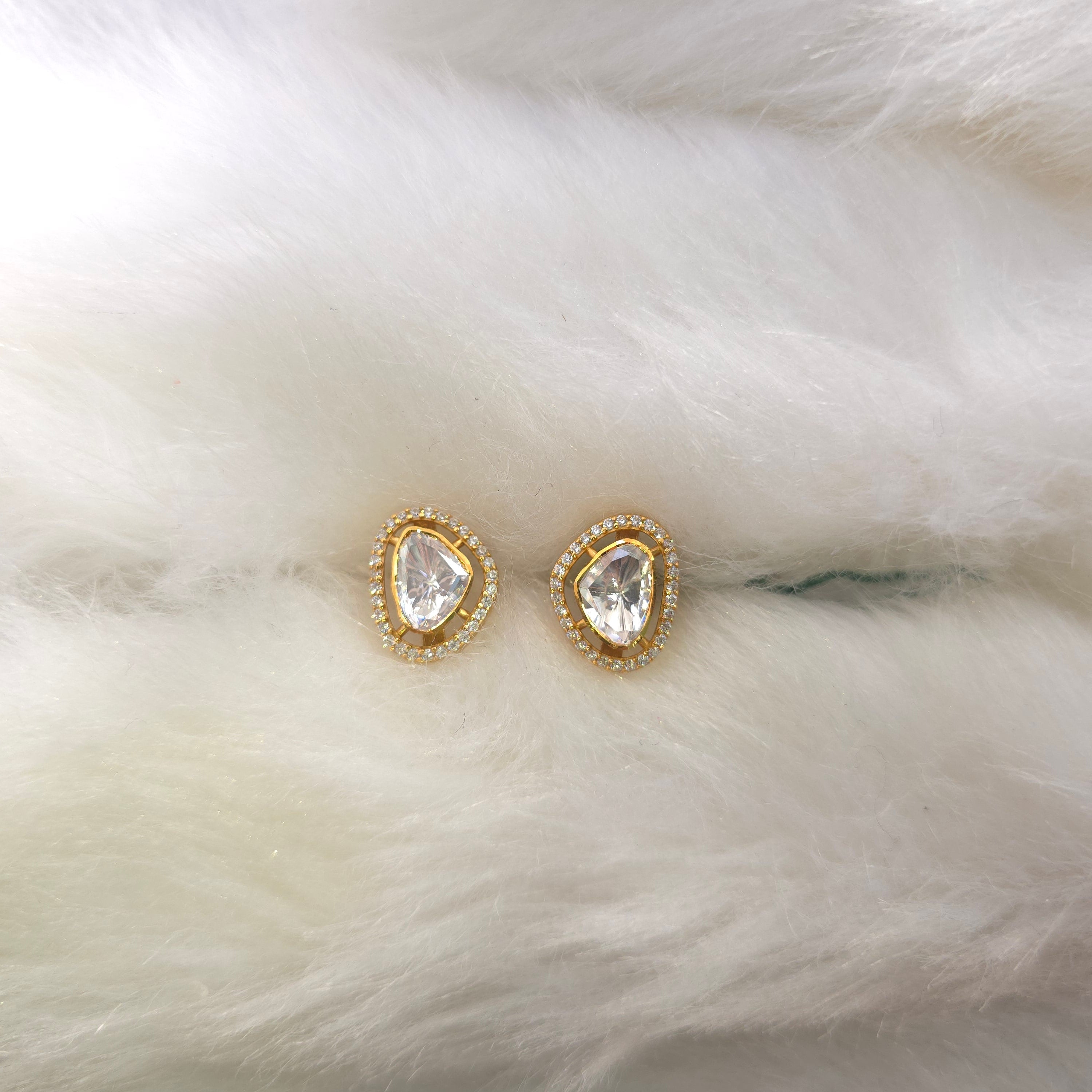 Trikon Tara Moissanite CZ silver studs