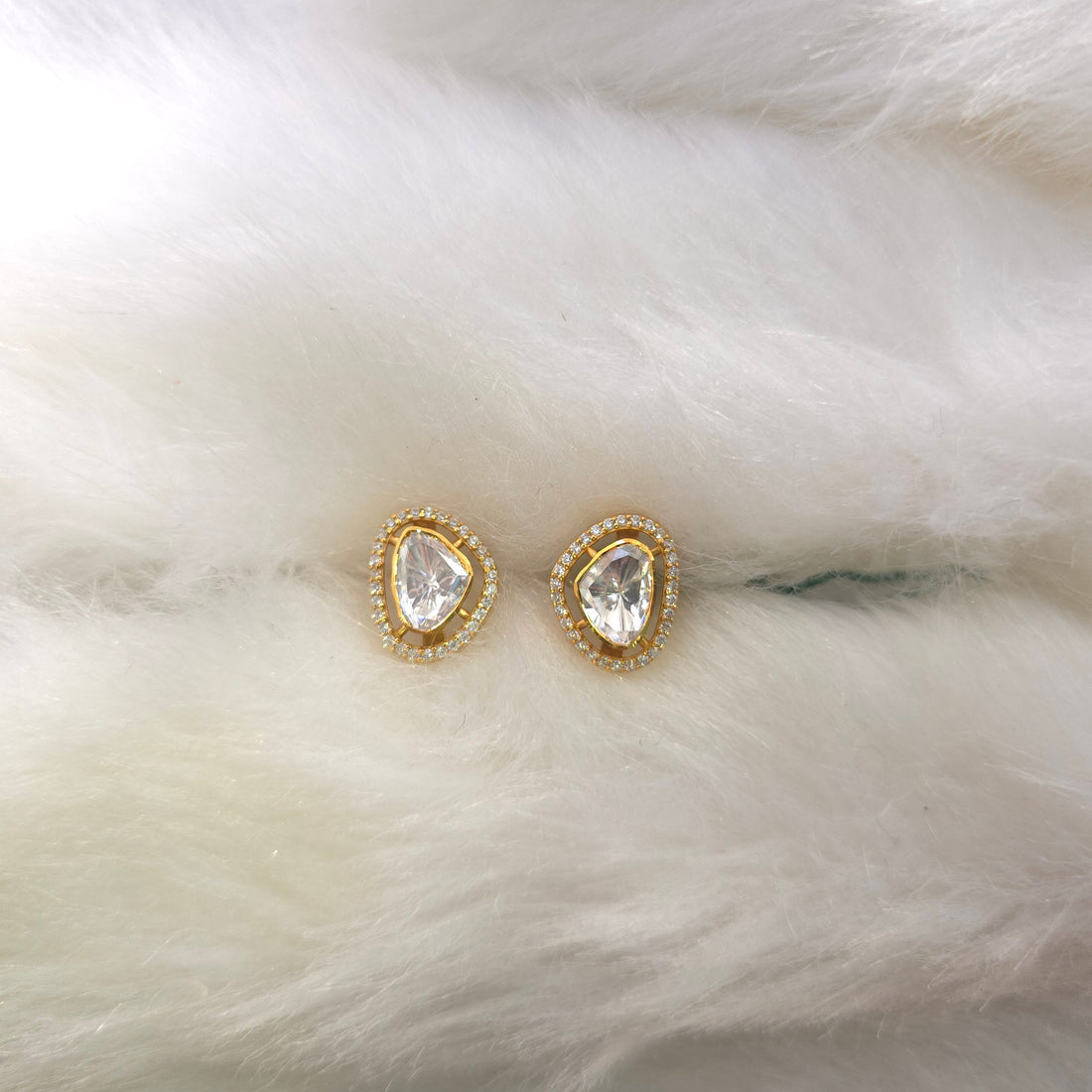 Trikon Tara Moissanite CZ silver studs