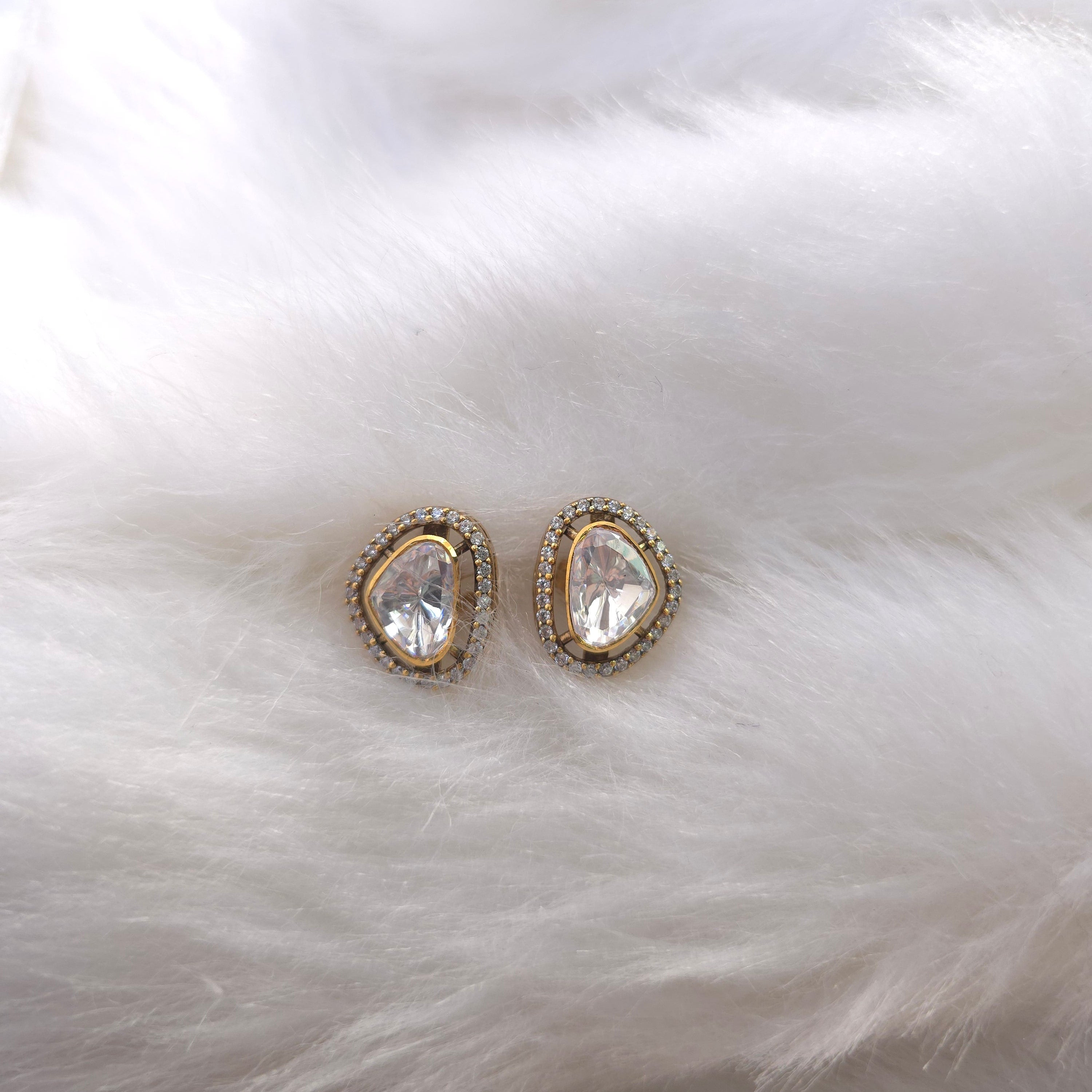 Trikon Tara Moissanite CZ silver studs