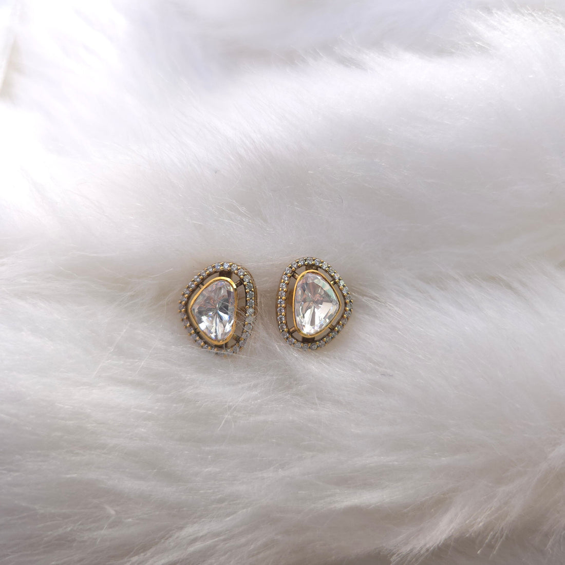 Trikon Tara Moissanite CZ silver studs